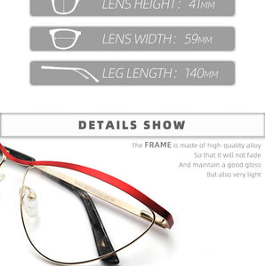 Cat Eye Metal Optical Prescription Glasses Frames For Women Fashion Ladies Fake Glasses Without Diopter Myopia Female Eyeglasses