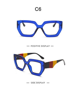 Fashion Polygonal Glasses Frame Women European And American Three-Color Frame Flat Glasses Men's Glasses Can Wear Myopia Glasses
