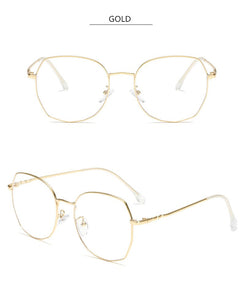 Transparent Glasses Frames Women Retro Oversized Optical  Eyeglasses Female Fashion Irregular Metal Myopia Frame