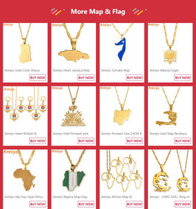 Anniyo Gold Color Ghana Country Map With State Name Pendant Necklaces Charm Ghanaian Jewelry Gifts #019821