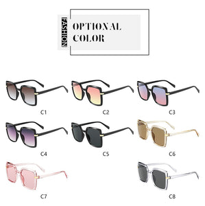 2022 Sunglasses Women Gradient Fashion Brand Designer  retro square frame Women Sunglasses UV400 Black Shades oversized oculos