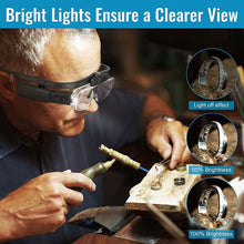 Load image into Gallery viewer, Headband Magnifier Glasses LED Light Magnifying Eyeglass 1.5x 2x 2.5x Magnifiers Lenses Eyewear For Watch Repair Reading Sewing
