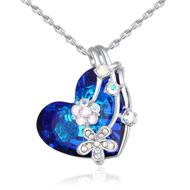 Heart Pendant Necklaces For Women Real Crystal From Swarovski Fashion Choker Necklace Romantic Jewelry Accessories