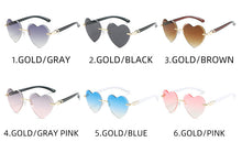 Load image into Gallery viewer, Heart Rimless Sun Glasses For Women  Brand Designer Y2k Accessories Gradient Blue Stylish Sunglasses Women 2023