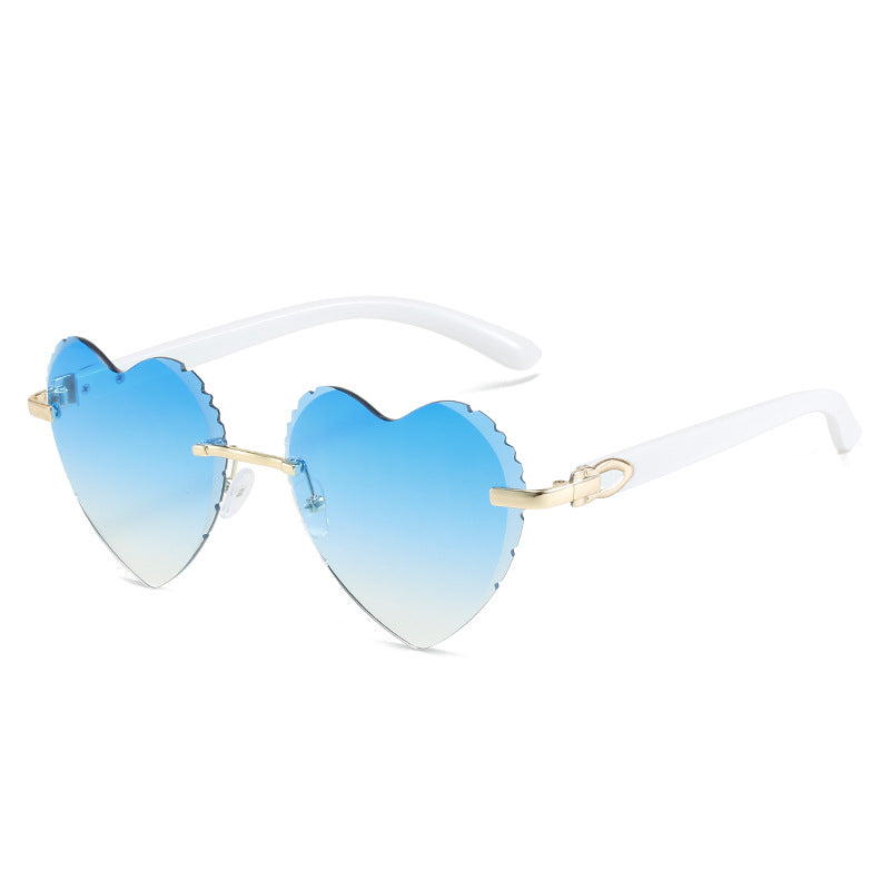 Heart Rimless Sun Glasses For Women  Brand Designer Y2k Accessories Gradient Blue Stylish Sunglasses Women 2023