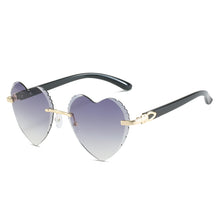Load image into Gallery viewer, Heart Rimless Sun Glasses For Women  Brand Designer Y2k Accessories Gradient Blue Stylish Sunglasses Women 2023