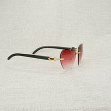Load image into Gallery viewer, Heart Shape Natural Wood Sunglasses Men Rimless Black White Buffalo Horn Sun Glasses For Summer Driving Pink Shades Oculos Gafas
