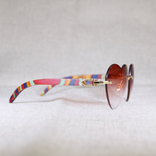 Load image into Gallery viewer, Heart Shape Natural Wood Sunglasses Men Rimless Black White Buffalo Horn Sun Glasses For Summer Driving Pink Shades Oculos Gafas