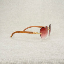 Load image into Gallery viewer, Heart Shape Natural Wood Sunglasses Men Rimless Black White Buffalo Horn Sun Glasses For Summer Driving Pink Shades Oculos Gafas