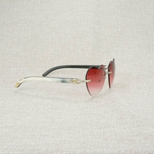 Load image into Gallery viewer, Heart Shape Natural Wood Sunglasses Men Rimless Black White Buffalo Horn Sun Glasses For Summer Driving Pink Shades Oculos Gafas