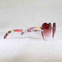 Load image into Gallery viewer, Heart Shape Natural Wood Sunglasses Men Rimless Black White Buffalo Horn Sun Glasses For Summer Driving Pink Shades Oculos Gafas