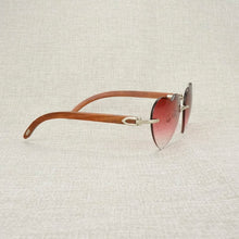 Load image into Gallery viewer, Heart Shape Natural Wood Sunglasses Men Rimless Black White Buffalo Horn Sun Glasses For Summer Driving Pink Shades Oculos Gafas