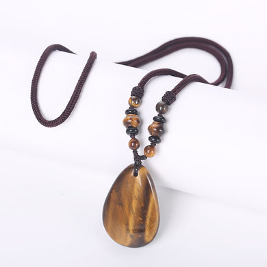 Collana lunga in agata a forma di cuore Gioielli bohémien Pietra naturale Pietra annodata Collane con pendente a goccia in pietra abbinata per le donne 