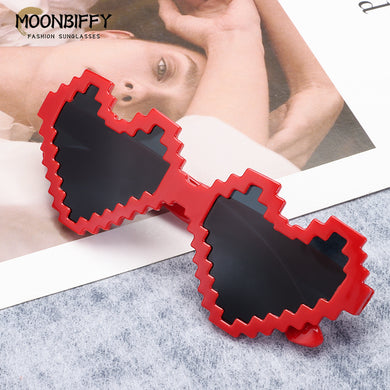 Heart Shaped Glasses Funny Mosaic Sunglasses Cosplay Face Decoration Heart Pixel Mosaic Glasses Costume Photography Accessories