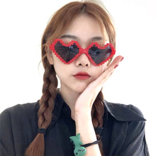 Load image into Gallery viewer, Heart Shaped Glasses Funny Mosaic Sunglasses Cosplay Face Decoration Heart Pixel Mosaic Glasses Costume Photography Accessories