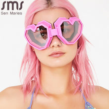 Load image into Gallery viewer, Heart Shaped Goggle Sunglasses One Piece Women Sunglasses Oversized Gradient Lens Brand Designer Eyeglass Oculos De Sol Feminino