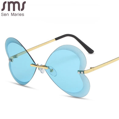 Heart Shaped Sunglasses Women Men  Brand Designer Sun Glasses Rimless Vintage Framless Shades Retro Eyewear UV400