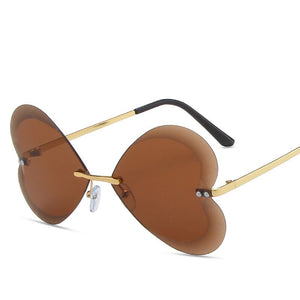 Heart Shaped Sunglasses Women Men  Brand Designer Sun Glasses Rimless Vintage Framless Shades Retro Eyewear UV400
