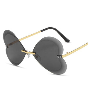 Heart Shaped Sunglasses Women Men  Brand Designer Sun Glasses Rimless Vintage Framless Shades Retro Eyewear UV400