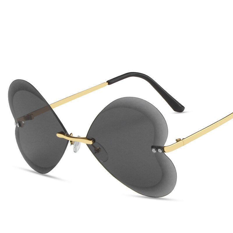 Heart Shaped Sunglasses Women Men  Brand Designer Sun Glasses Rimless Vintage Framless Shades Retro Eyewear UV400