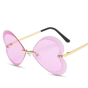 Heart Shaped Sunglasses Women Men  Brand Designer Sun Glasses Rimless Vintage Framless Shades Retro Eyewear UV400
