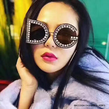 Load image into Gallery viewer, 2022 Trend Letter Sunglasses Female Oversized Sun Glasses Women Luxury Brand Spray Paint Diamond Frame Flash Shades Eyeglasses