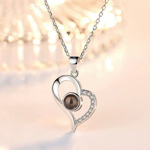100 Languages Love Necklace Heart Pendant Wedding Romantic I Love You Projection Necklace for Women Girl Friend Ladies Gifts