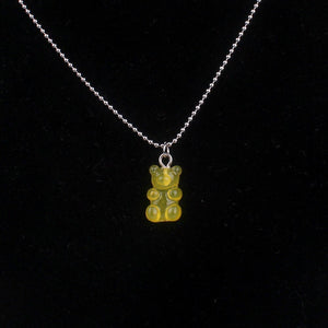 Fashion Multicolor Transparent Bear Necklace Cute Candy Color Resin Gummy Bear Pendant Necklace Women Jewelry