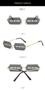 New Fashion Lady Rimless Square Blade Sunglasses Women Men Vintage Small Sun Glasses Female UV400 Frameless Punk Sunshades