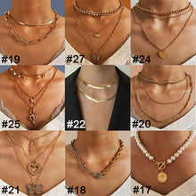 Load image into Gallery viewer, Fashion Star Lock Pendant Necklace for Women Vintage Thick Chunky Chain Choker Multilayer Coin Necklaces Jewelry Gifts