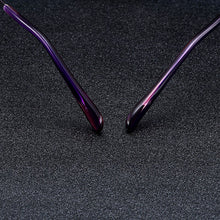 Load image into Gallery viewer, Gmei Optical Stylish Alloy Women Rimless Glasses Frame With Diamond Trimming Cut Gradient Purple Tinted Plano Lenses Z2870