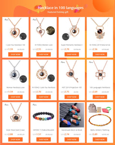 I Love You Necklace 100 Languages Heart Love Necklace Love Memory Projection Pendant Necklace for Women Gifts for Mother's Day