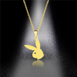 2020 New Arrivals Kpop Cute Long Ear Rabbit Bunny Pendant Necklaces playboy- Necklace Party gift Hippop Minimalist Jewelry