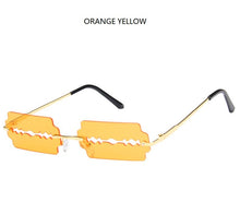Load image into Gallery viewer, Small Rectangle Rimless Sunglasses Women NEW Fashion Blade Shape Vintage Hollow Eyeglasses Women Razor Gafas Punk UV400 Alloy