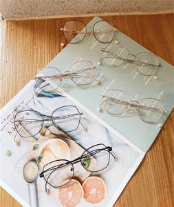 Anti-blue Light Glasses Frame Women Irregular Eyeglasses Unique Pearl Bent-leg Spectacle Frame Fashion Myopia Frames