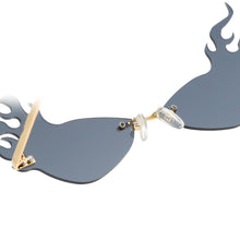 Load image into Gallery viewer, Luxury Flame Sunglasses Women Rimless Bat Sun Glasses Tears Shades Eyeglass Vintage Feather Sunglass Fire Shape Eyewear