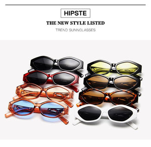 Retro Small Frame Polygon Cat Eyes Women Sunglasses Brand Designer Fashion Cheetah Decoration Ladies Sun Glasses UV400