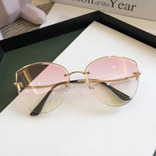 Load image into Gallery viewer, High Quality women's Oval Cat Eye Sunglasses Lady Metal Rimless shades Luxury Sunglasses Female Driving Glasses zonnebril dames