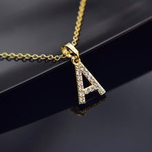 Carica l&#39;immagine nel visualizzatore di Gallery, Cubic Zircon Alphabet Pendants Gold Silver Color Copper Mini A-Z Letter Pendant Necklace Shinning 26 Initial Collares Jewelry
