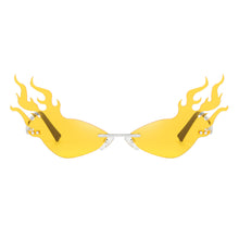 Load image into Gallery viewer, Luxury Flame Sunglasses Women Rimless Bat Sun Glasses Tears Shades Eyeglass Vintage Feather Sunglass Fire Shape Eyewear