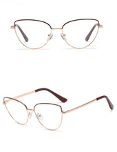 Load image into Gallery viewer, Peekaboo retro metal glasses frame cat eye female gold black clear lens triangle optical eyeglasses women&#39;s accessories