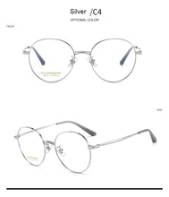 Load image into Gallery viewer, Pure Titanium Frame Glasses Full Rim Eye Glasses Women Style Spring Hinges Round Spectacles and Nearsighted Eyewear