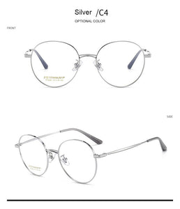 Pure Titanium Frame Glasses Full Rim Eye Glasses Women Style Spring Hinges Round Spectacles and Nearsighted Eyewear