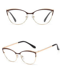 Peekaboo women fashion glasses cat eye gold metal frame prescription eyeglasses female accessories pink green gift items