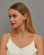 Carica l'immagine nel visualizzatore di Gallery, Korean Blue Gradient Butterfly Necklace for Women Girls Silver Color Rainbow Butterflies Pendant Choker Necklaces Jewelry Gift