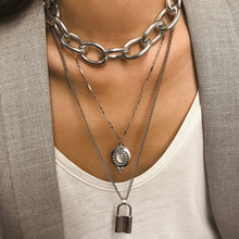 Load image into Gallery viewer, 2020 New Trendy Metal Hip Hop Lock Necklaces Punk Cross Pendant Necklace Gold/Silver Color For Women Men Jewelry Gifts