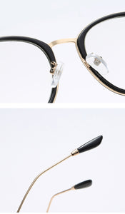 Transparent Cat Eye Glasses Frames Women Men Vintage Clear Optical Round Eyeglasses Metal Myopia Frame