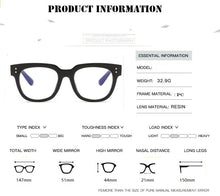 Load image into Gallery viewer, Anti Blue Big Frame  Glasses Women Computer blue light blocking glasses  Black Radiation Goggles Spectacles Eyeglasses Men
