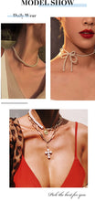 Load image into Gallery viewer, 2020 Elegant Flower Pearl Choker Necklaces For Women Gold Coin Bow Knot Pendant Necklace Long Chain Jewelry Party Gifts