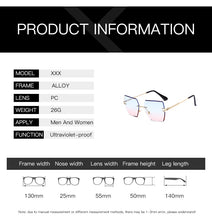 Carica l'immagine nel visualizzatore di Gallery, Occhiali da sole senza montatura di nuova moda Occhiali da sole di marca di lusso da donna Occhiali da sole quadrati in metallo UV400 Shades Eyewear Oculos Gafas de sol 